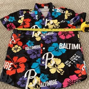 Baltimore Orioles Hawaiian shirt; fully buttoned short sleeve; Adult M
Unisex